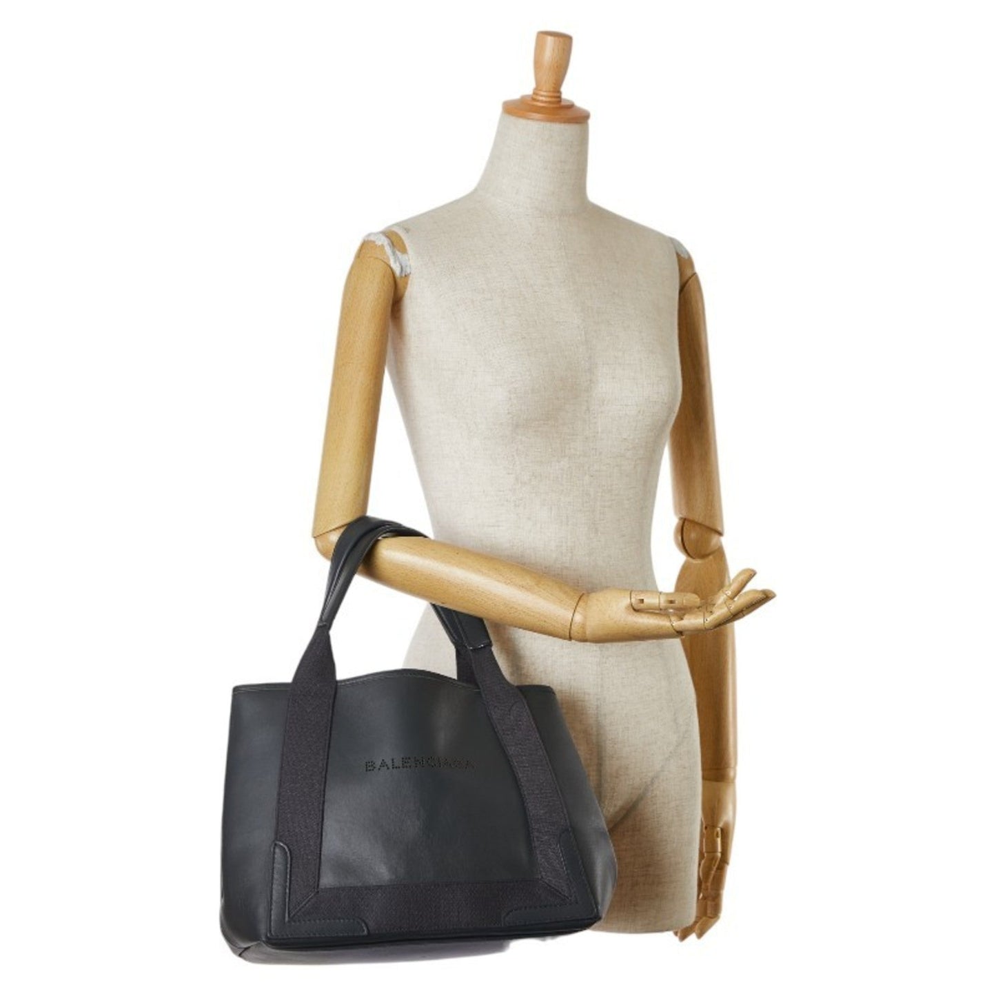 Balenciaga Gray Leather Canvas Handbag Tote Bag