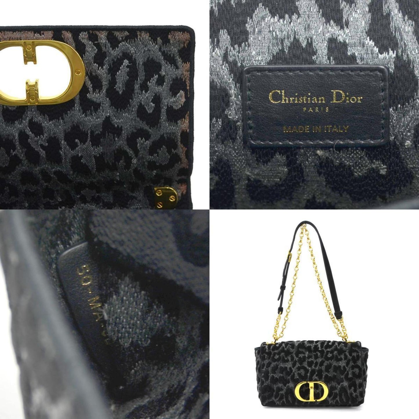Christian Dior Black Gray Velvet Canvas Shoulder Bag