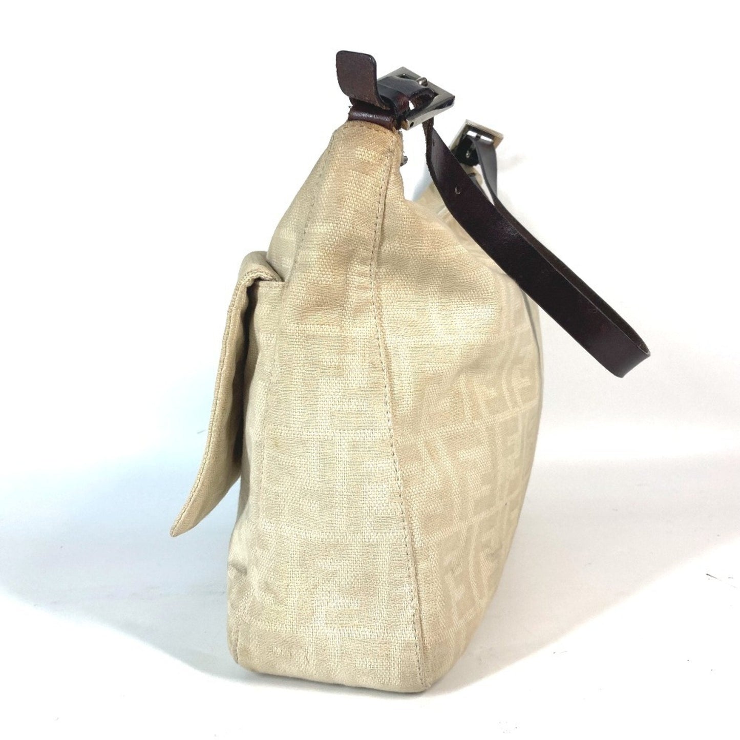 Fendi Beige Canvas Leather Shoulder Bag