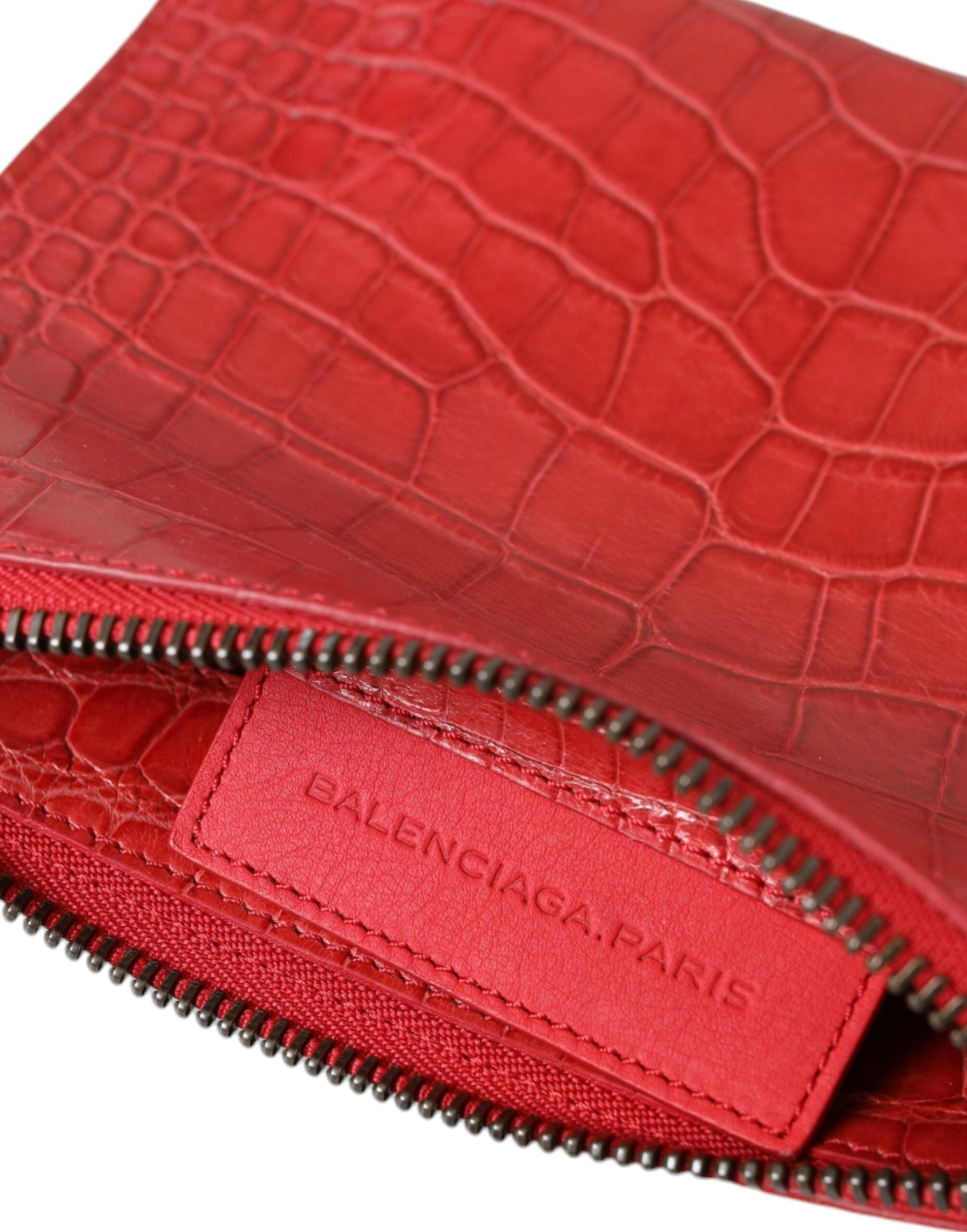 Balenciaga Exotic Red Alligator Leather Women's Clutch