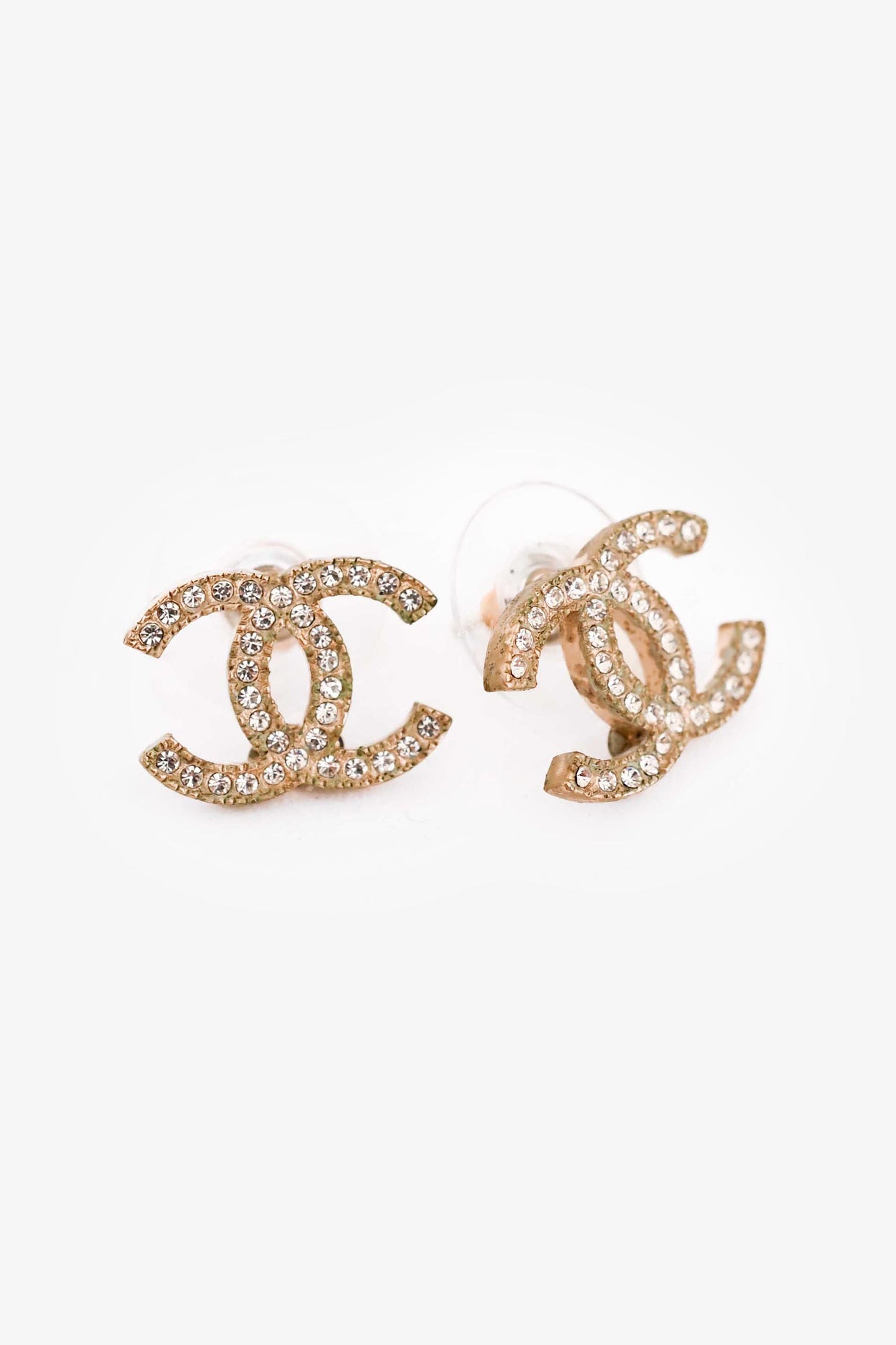 2014 Chanel™ Crystal Gold Tone CC Studs