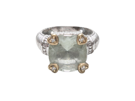 18K White Gold & Green Amethyst Judith Ripka Ring Size US S
