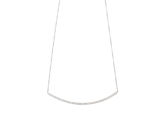 14K White Gold & Pave Diamond Bar Necklace