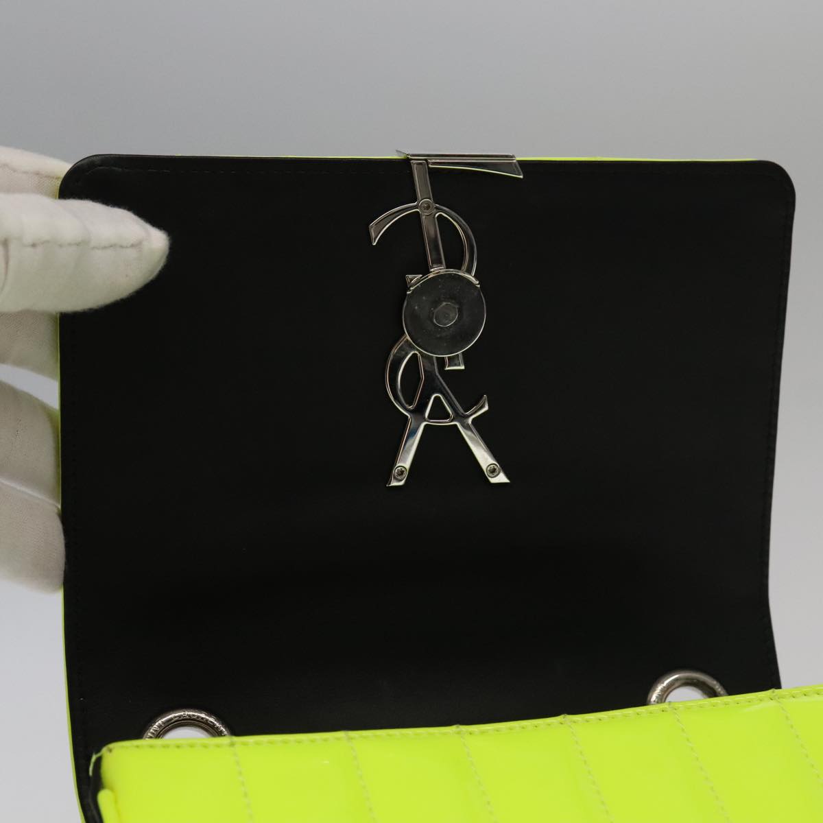 Saint Laurent Vicky Green Patent Leather Shoulder Bag