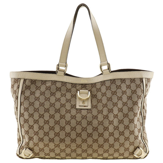 Gucci Abbey Beige Canvas Tote Bag