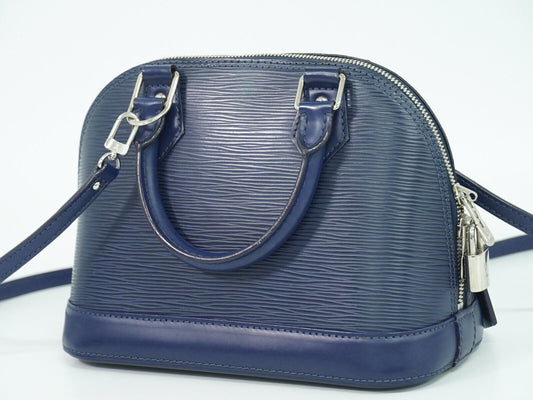 Louis Vuitton Alma Bb Navy Leather Handbag