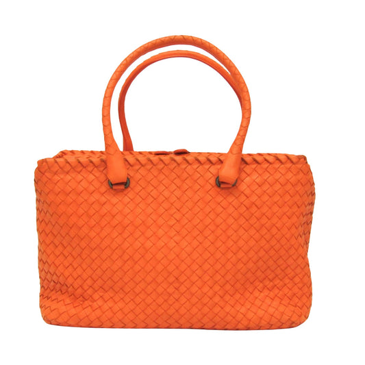 Bottega Veneta Intrecciato Orange Leather Handbag