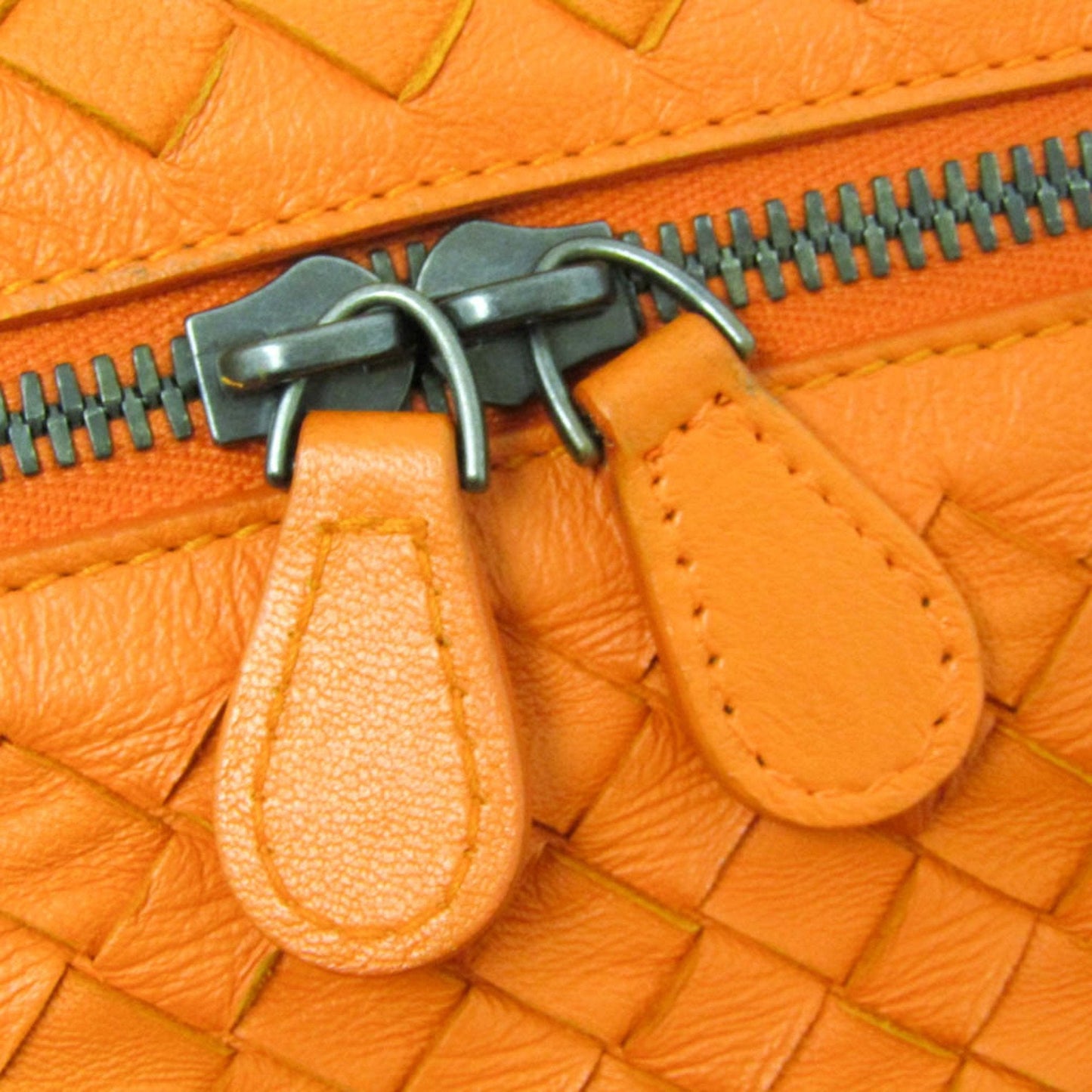 Bottega Veneta Intrecciato Orange Leather Handbag