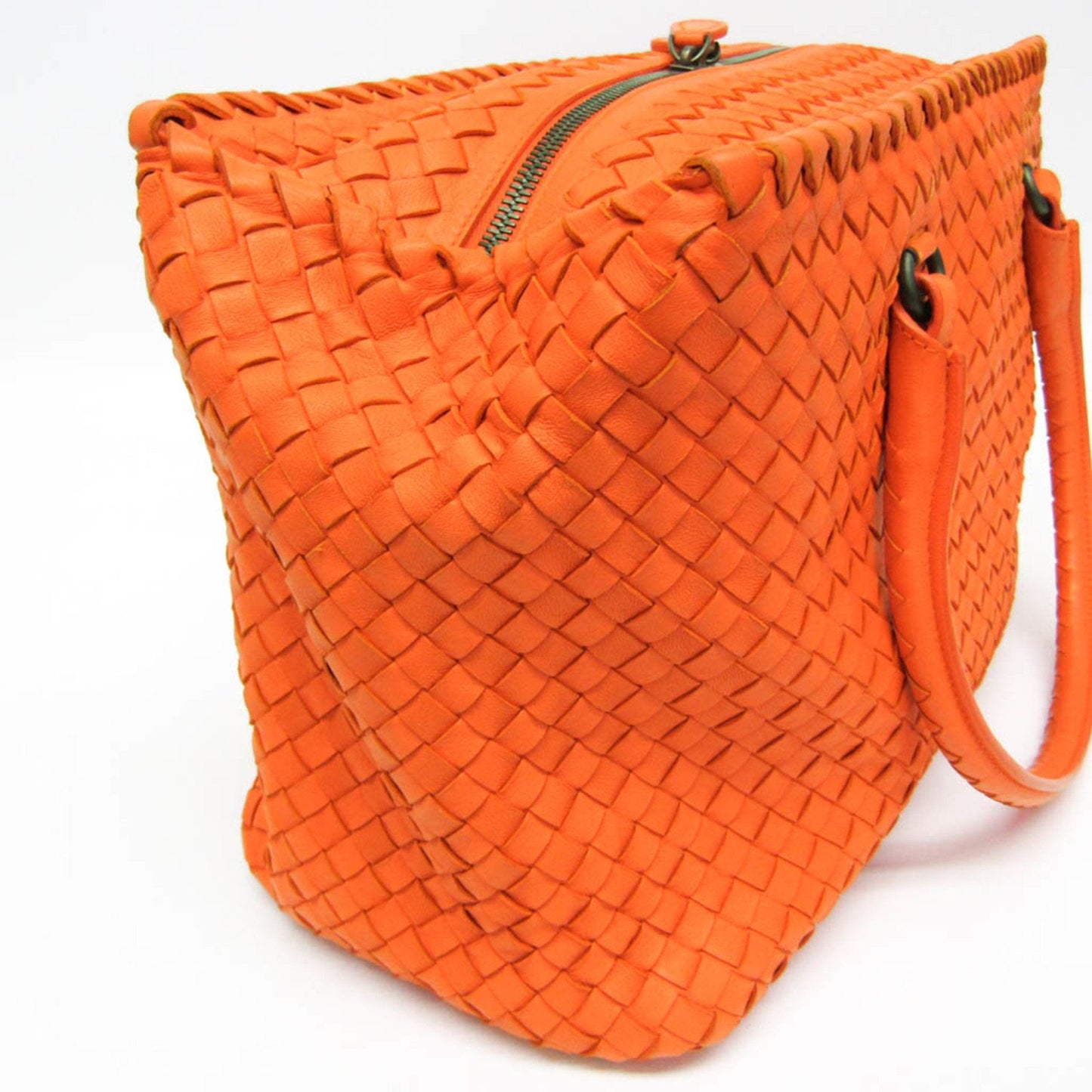Bottega Veneta Intrecciato Orange Leather Handbag