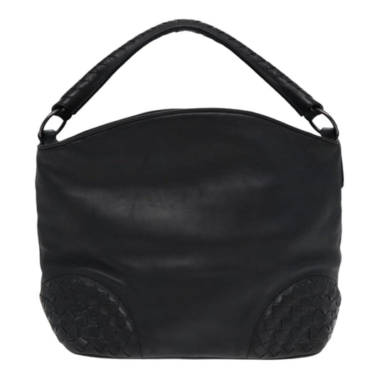 Bottega Veneta Intrecciato Black Leather Shoulder Bag
