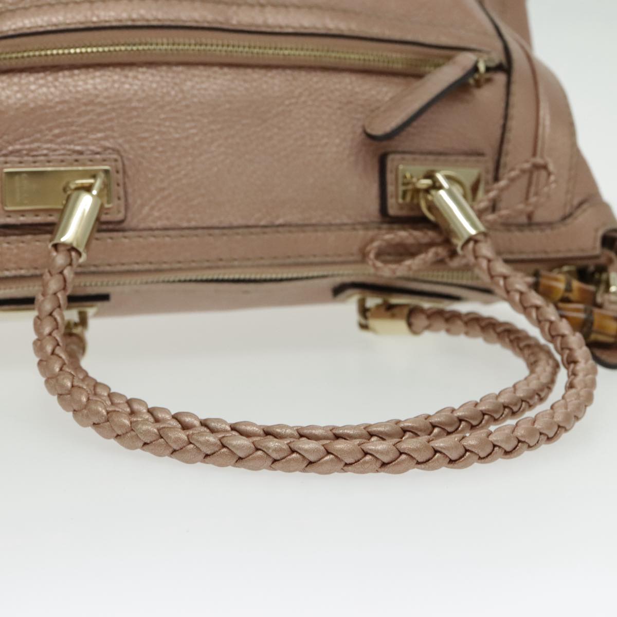 Gucci Bamboo Pink Leather Handbag