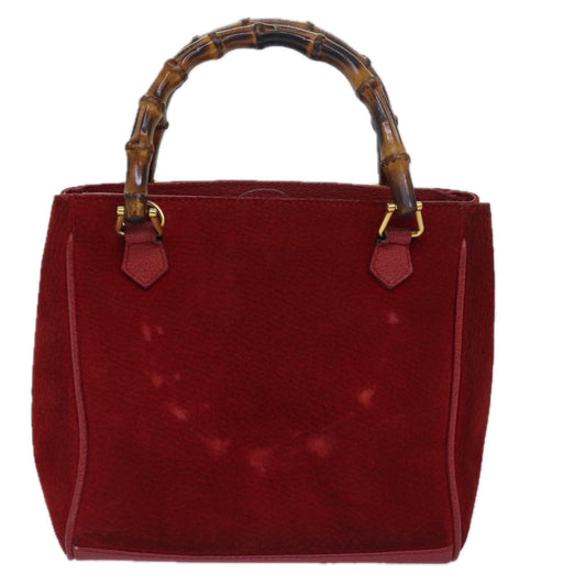 Gucci Bamboo Red Suede Handbag