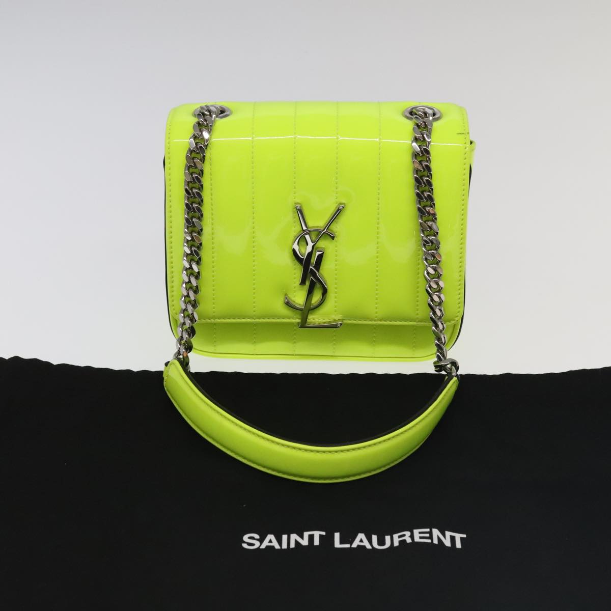 Saint Laurent Vicky Green Patent Leather Shoulder Bag