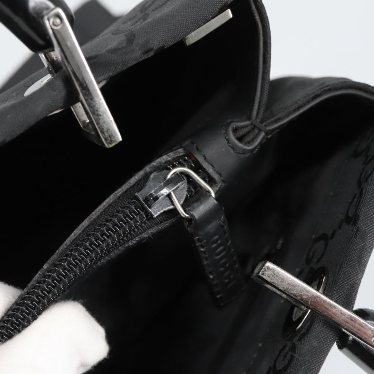 Gucci Bamboo Black Canvas Tote Bag