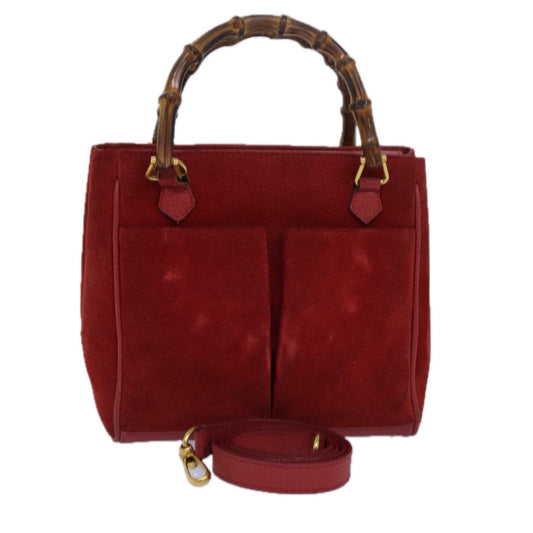 Gucci Bamboo Red Suede Handbag