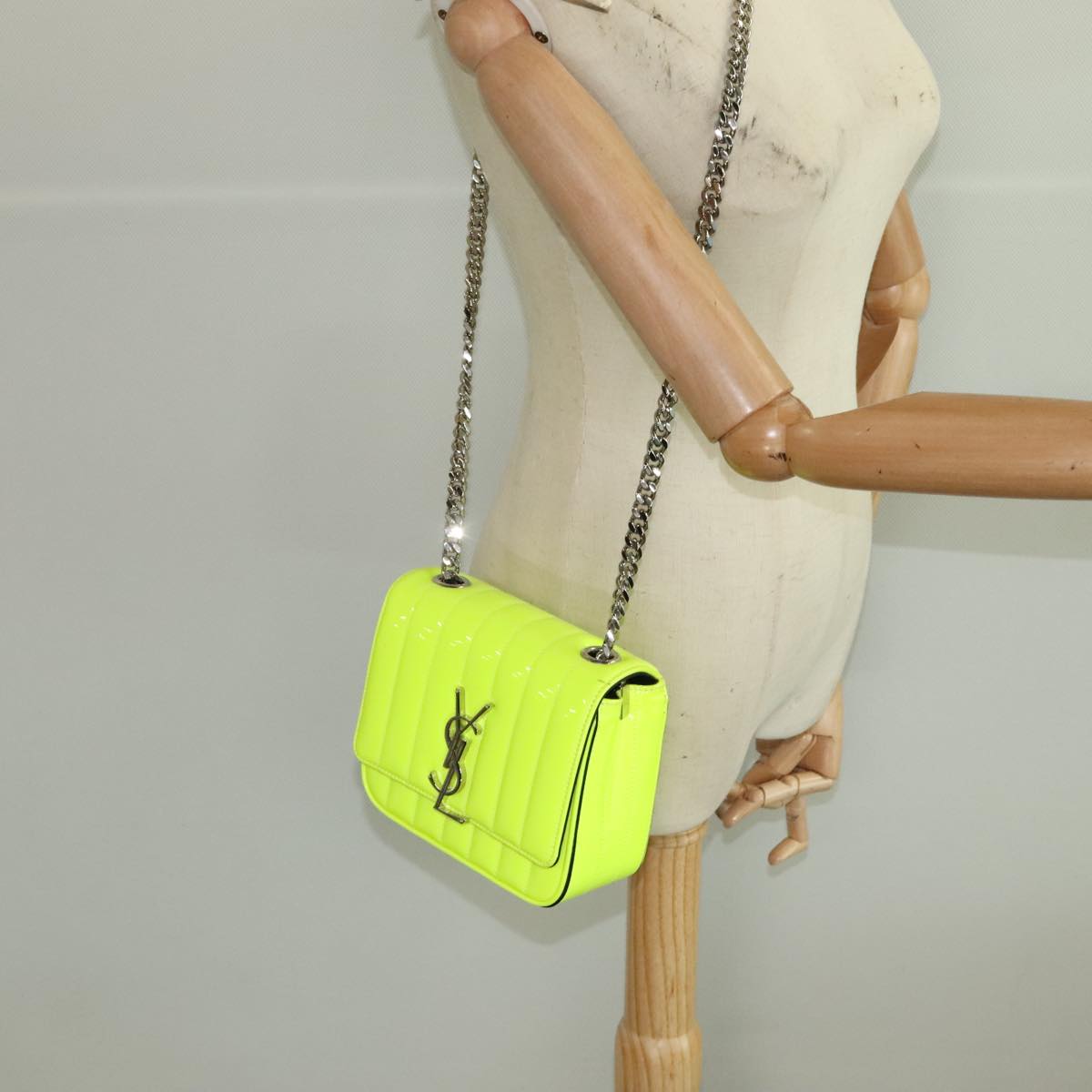 Saint Laurent Vicky Green Patent Leather Shoulder Bag