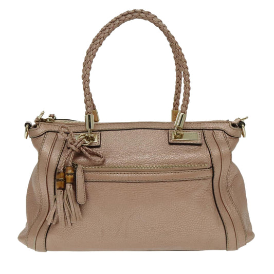 Gucci Bamboo Pink Leather Handbag