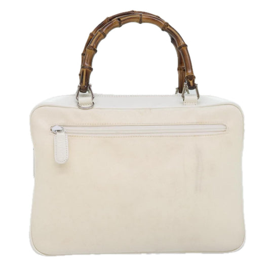 Gucci Bamboo White Leather Handbag