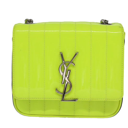 Saint Laurent Vicky Green Patent Leather Shoulder Bag
