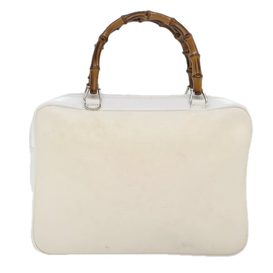 Gucci Bamboo White Leather Handbag