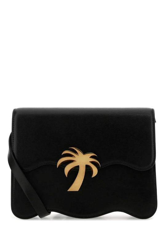 Palm Angels Women Black Leather Palm Beach Crossbody Bag