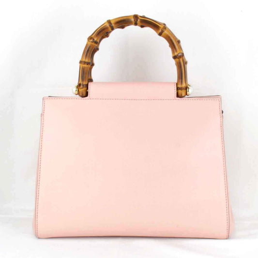 Gucci Bamboo Pink Leather Handbag