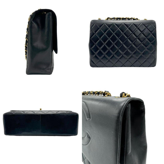 Chanel Black Gold Leather Metal Shoulder Bag
