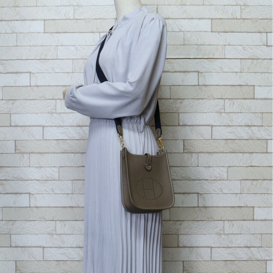 Hermes Beige Etoupe Gray Togo Leather Shoulder Bag