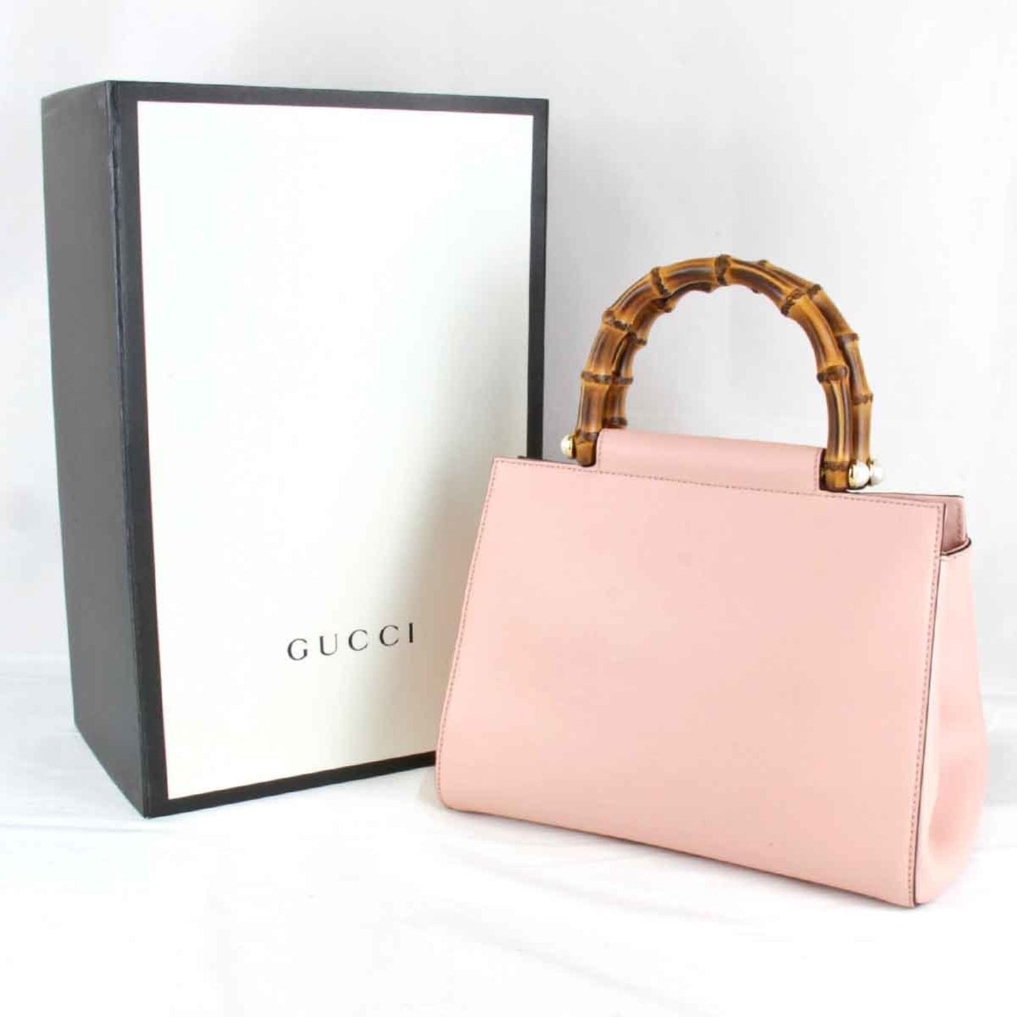 Gucci Bamboo Pink Leather Handbag