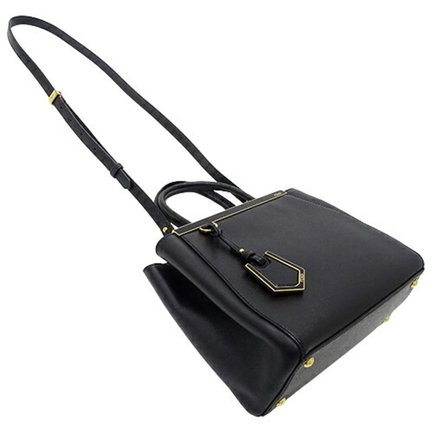 Fendi 2Jours Black Leather Handbag Shoulder Bag