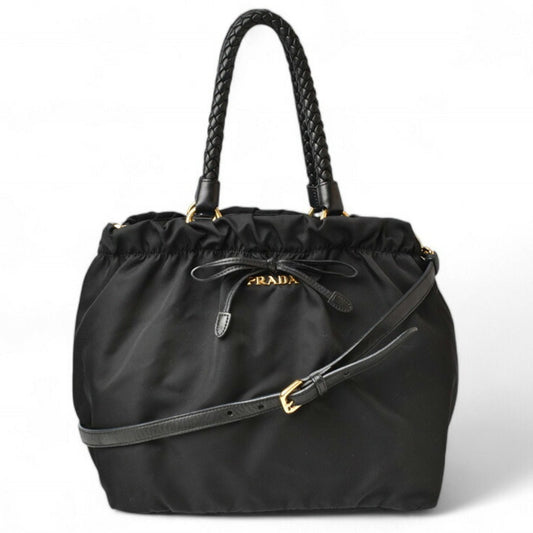 Prada Black Nero Tessuto Nylon Handbag Shoulder Bag