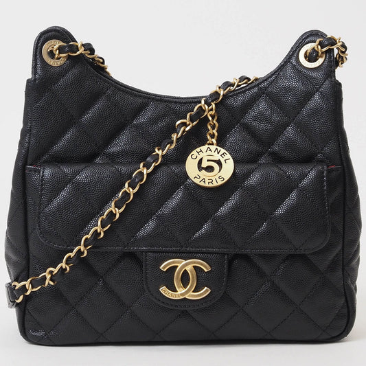 Chanel Black Caviar Leather Shoulder Bag
