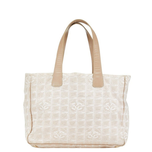 Chanel Beige Canvas Leather Handbag Tote Bag
