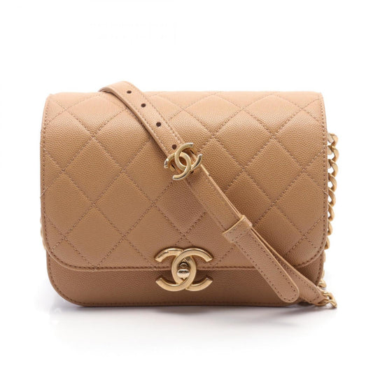 Chanel Beige Caviar Leather Shoulder Bag