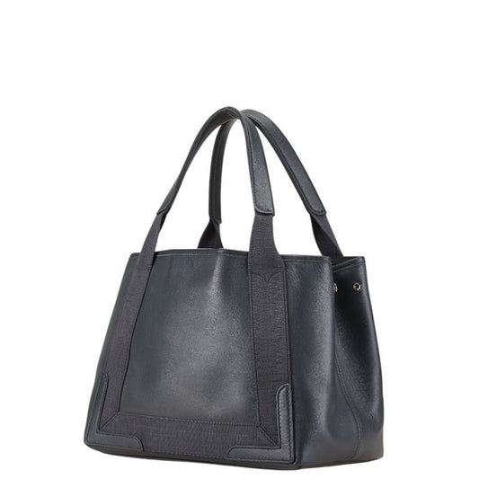 Balenciaga Gray Leather Canvas Handbag Tote Bag
