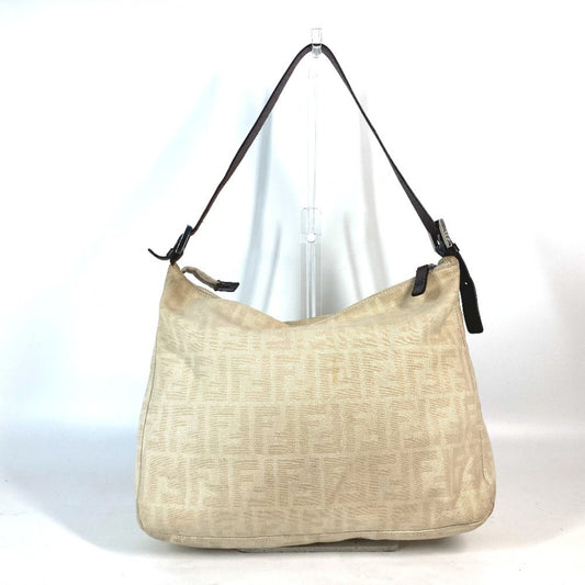 Fendi Beige Canvas Leather Shoulder Bag