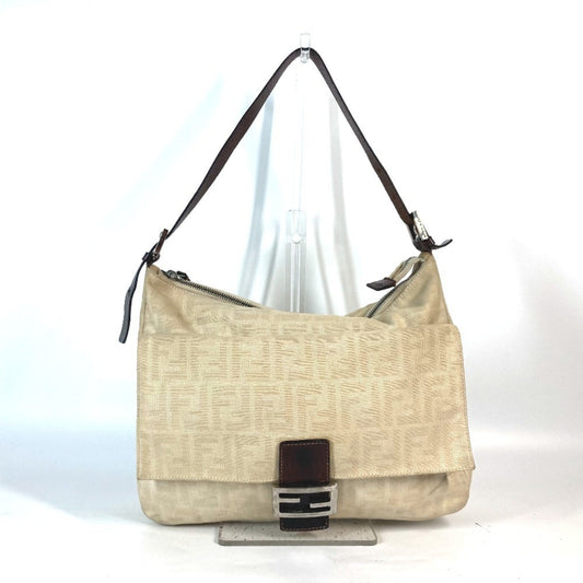 Fendi Beige Canvas Leather Shoulder Bag