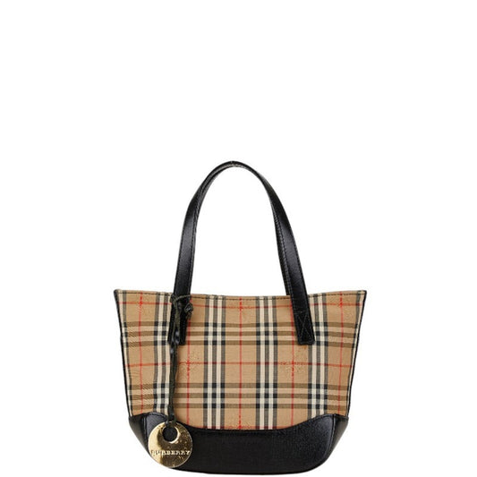 Burberry Beige Black Canvas Leather Handbag
