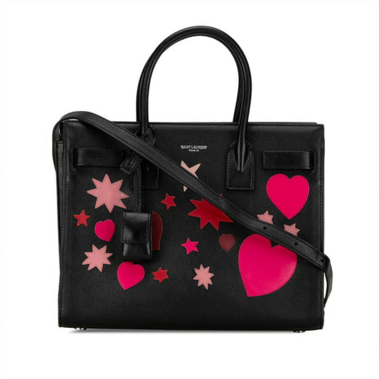 Saint Laurent Black Pink Leather Handbag Shoulder Bag