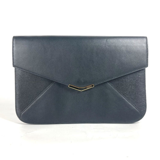 Fendi Black Leather Clutch Bag
