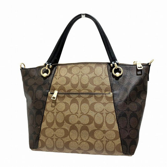 Coach Signature Brown Khaki Pvc Leather Shoulder Bag Tote Bag