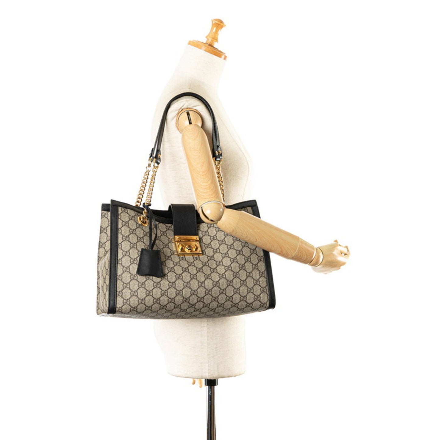 Gucci Beige Black Gg Supreme Leather Shoulder Bag Tote Bag