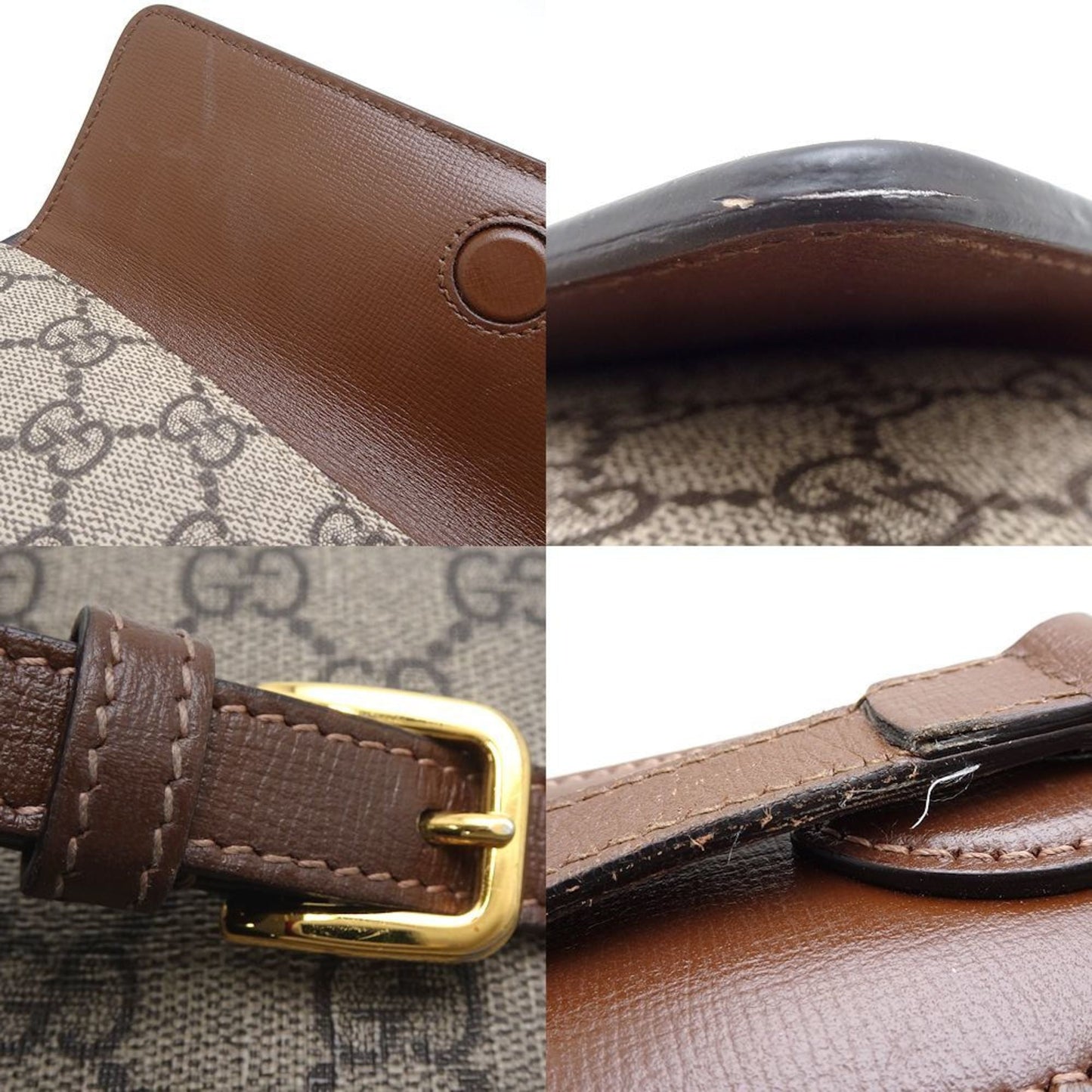 Gucci Beige Brown Gg Supreme Leather Shoulder Bag