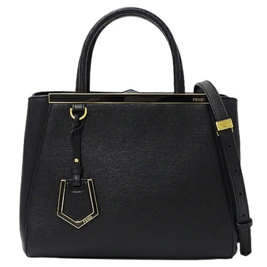 Fendi 2Jours Black Leather Handbag Shoulder Bag