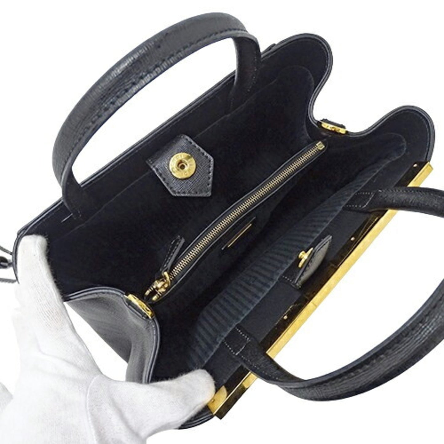 Fendi 2Jours Black Leather Handbag Shoulder Bag