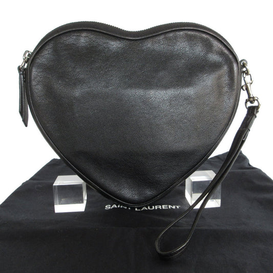 Saint Laurent Black Blue Leather Suede Clutch Bag