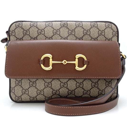 Gucci Beige Brown Gg Supreme Leather Shoulder Bag