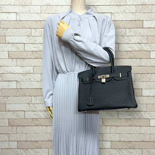 Hermes Birkin Black Leather Handbag