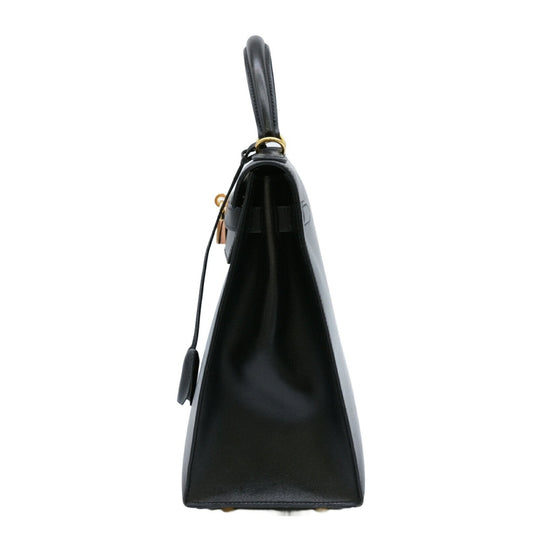 Hermes Black Box Calf Leather Handbag