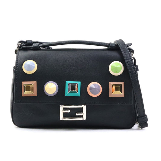 Fendi Black Multi-Color Leather Handbag Shoulder Bag